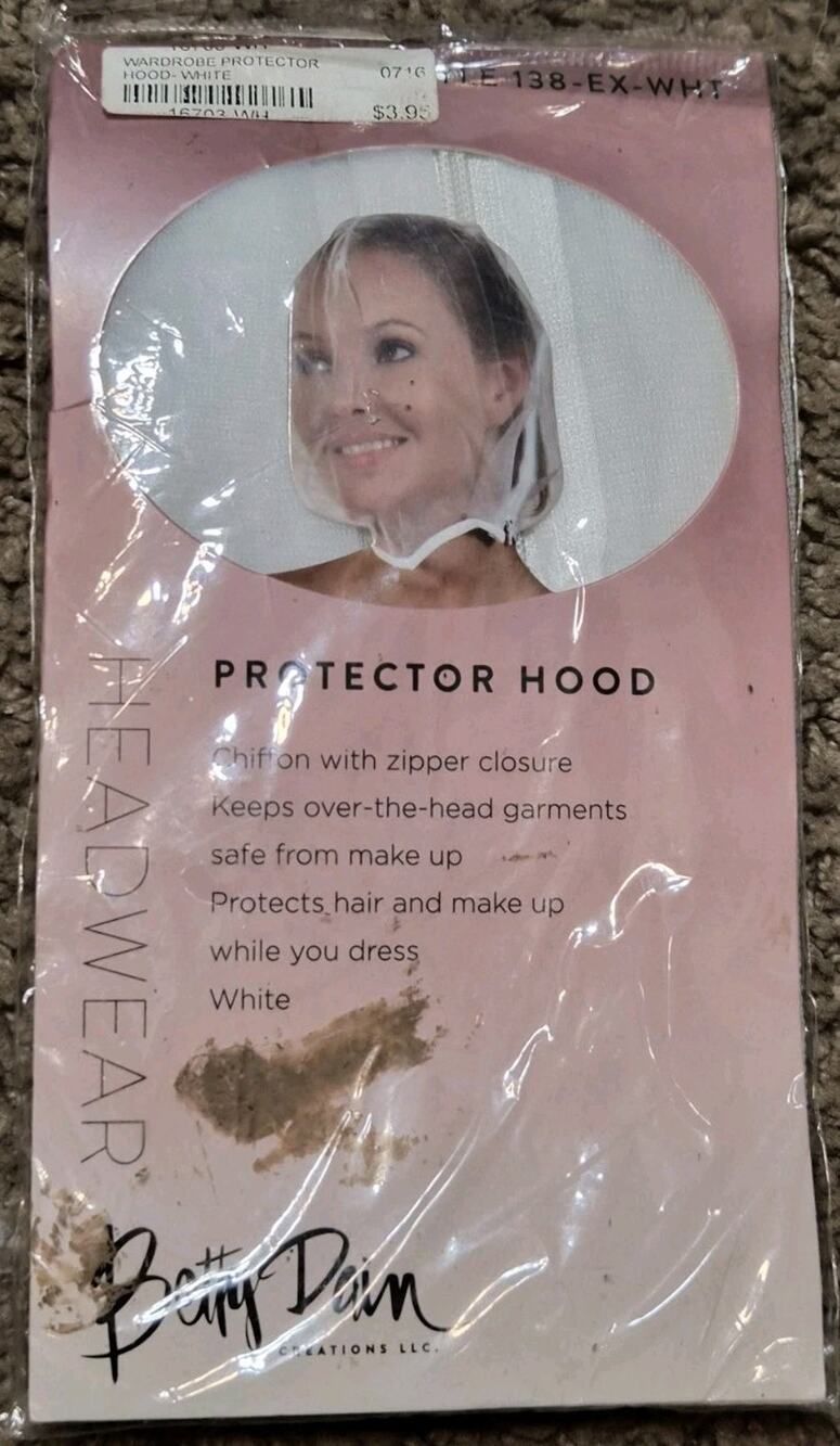 Betty Dain White Makeup Protector Hood, Protects Hair Make Up